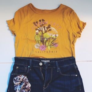 AWAKE Mustard Yellow Joshua Tree Ruffle Tee